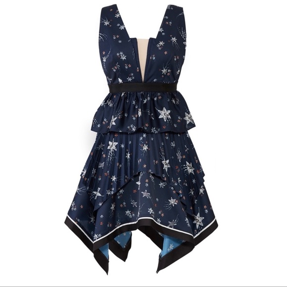 Self-Portrait Star Print Flare Handkerchief Dress - Picture 2 of 7